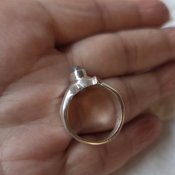 Vintage 925 Cats Eye Moonstone Solitaire Ring with Moonstone Size 8 - Picture 10 of 14